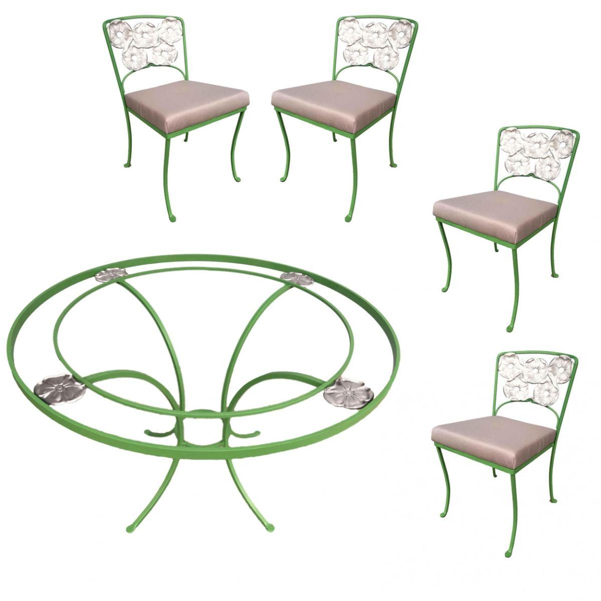 Woodard Aluminum Patio / Outdoor Floral Pattern Table and Chairs Picnic Set 5