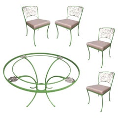 Woodard Aluminum Patio / Outdoor Floral Pattern Table and Chairs Picnic Set