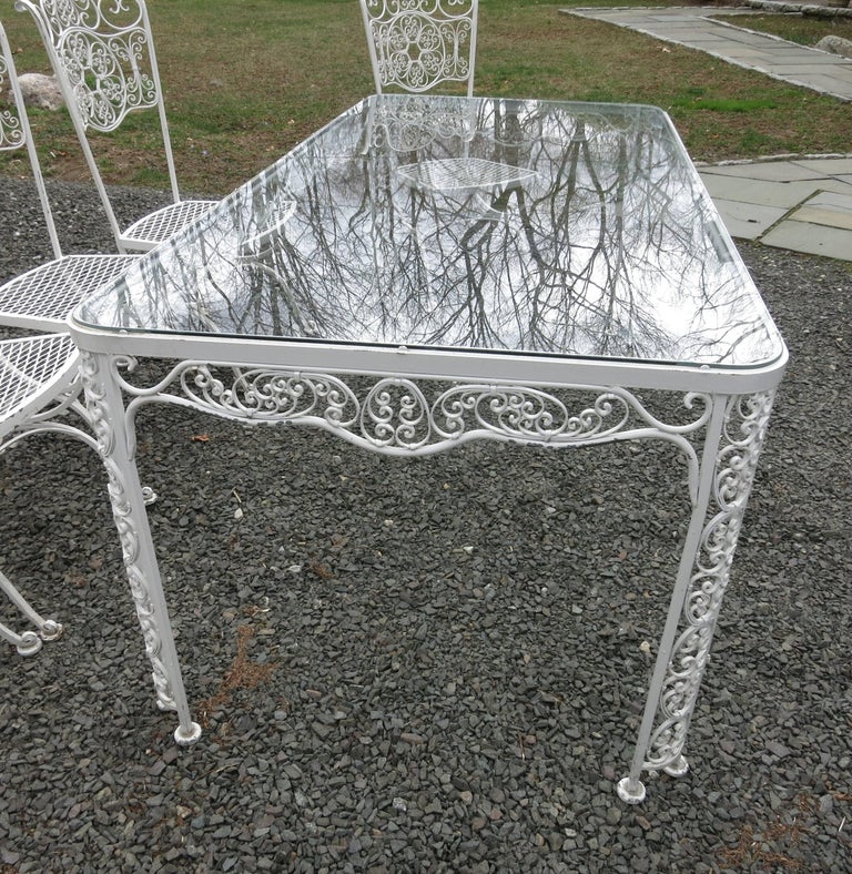 Woodard Andalusian Dining Set Cast Iron Patio Set of Seven Pieces For