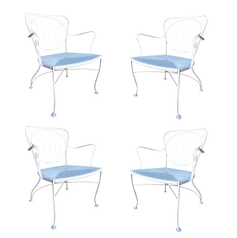 Woodard Art Nouveau Iron Patio/Outdoor Lounge Chair, Set of 4 For Sale 1