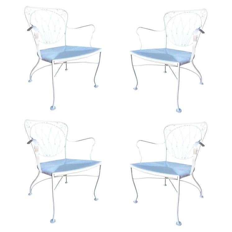 Woodard Art Nouveau Iron Patio/Outdoor Lounge Chair, Set of 4 For Sale