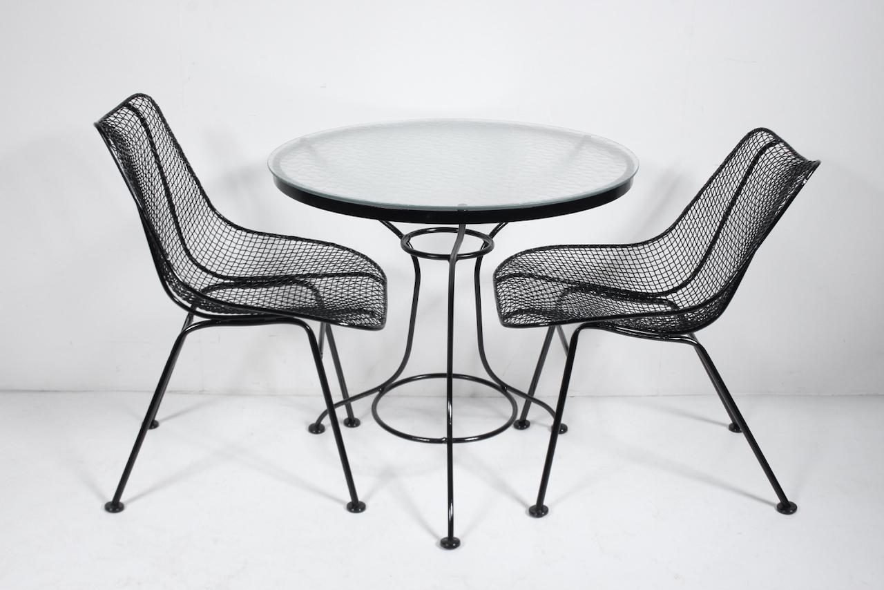 Original Russell Woodard Schwarzer Runder Cafe Tisch mit 2 