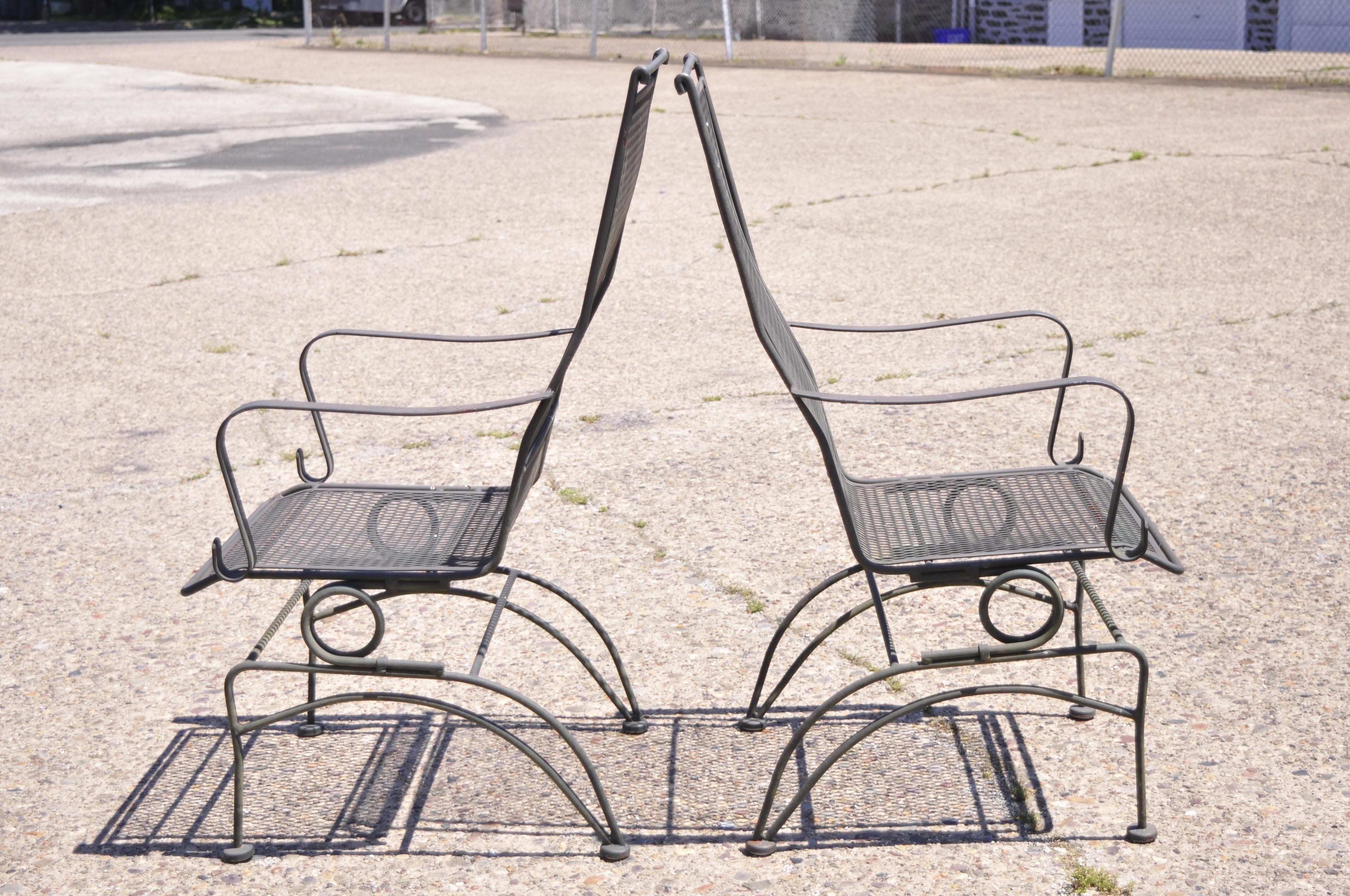 wrought iron coil spring patio chairs