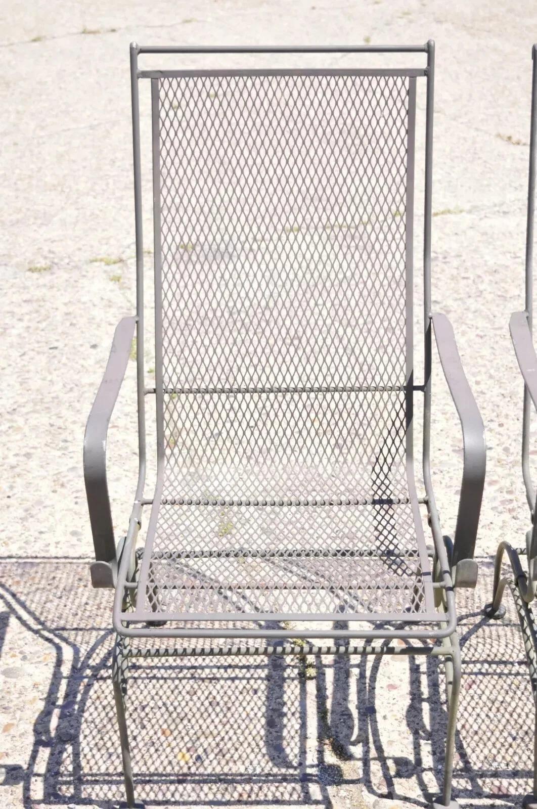Unknown Woodard Bradford Collection Spring High Back Wrought Iron Patio Chairs - a Pair