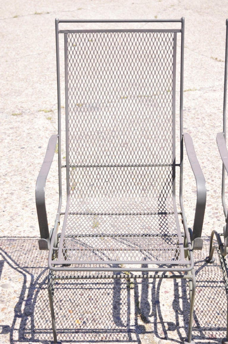 Woodard Bradford Collection Spring High Back Wrought Iron Patio Chairs, a Pair For Sale at 1stDibs