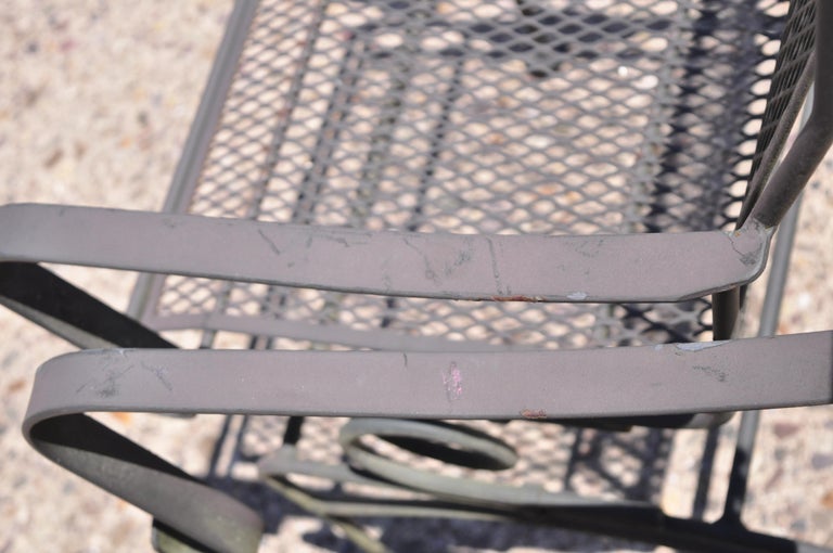 Woodard Bradford Collection Spring High Back Wrought Iron Patio Chairs, a Pair For Sale at 1stDibs