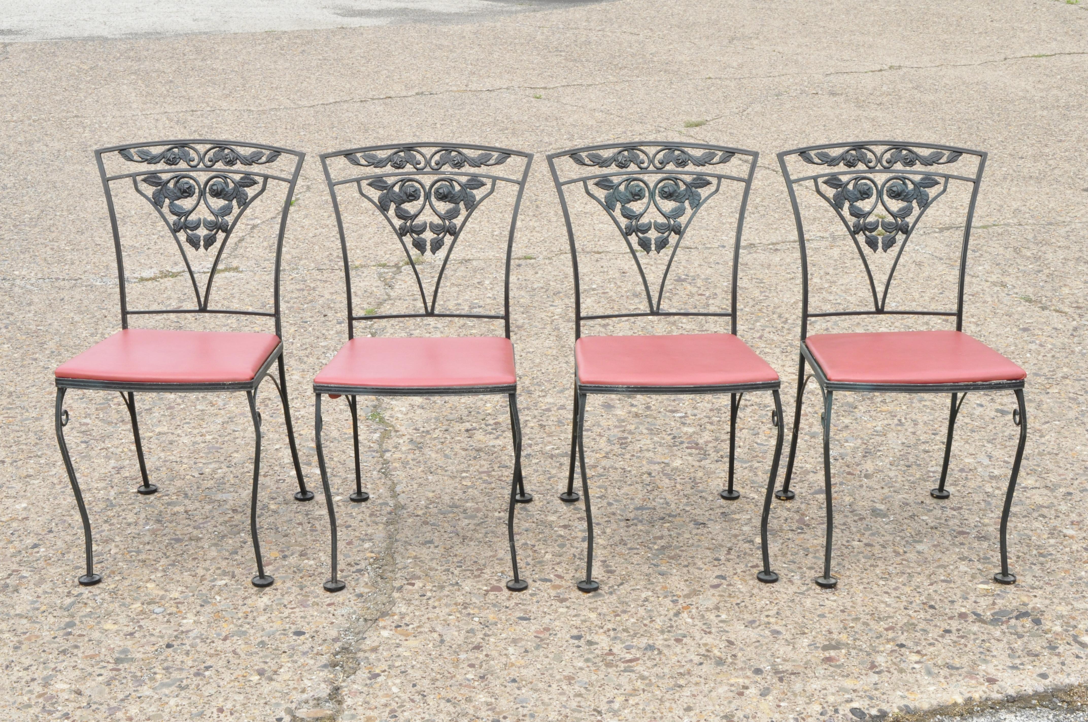 Victorien Ensemble de 4 chaises et table carrée de salle à manger de jardin Chantilly Rose Green de Woodard