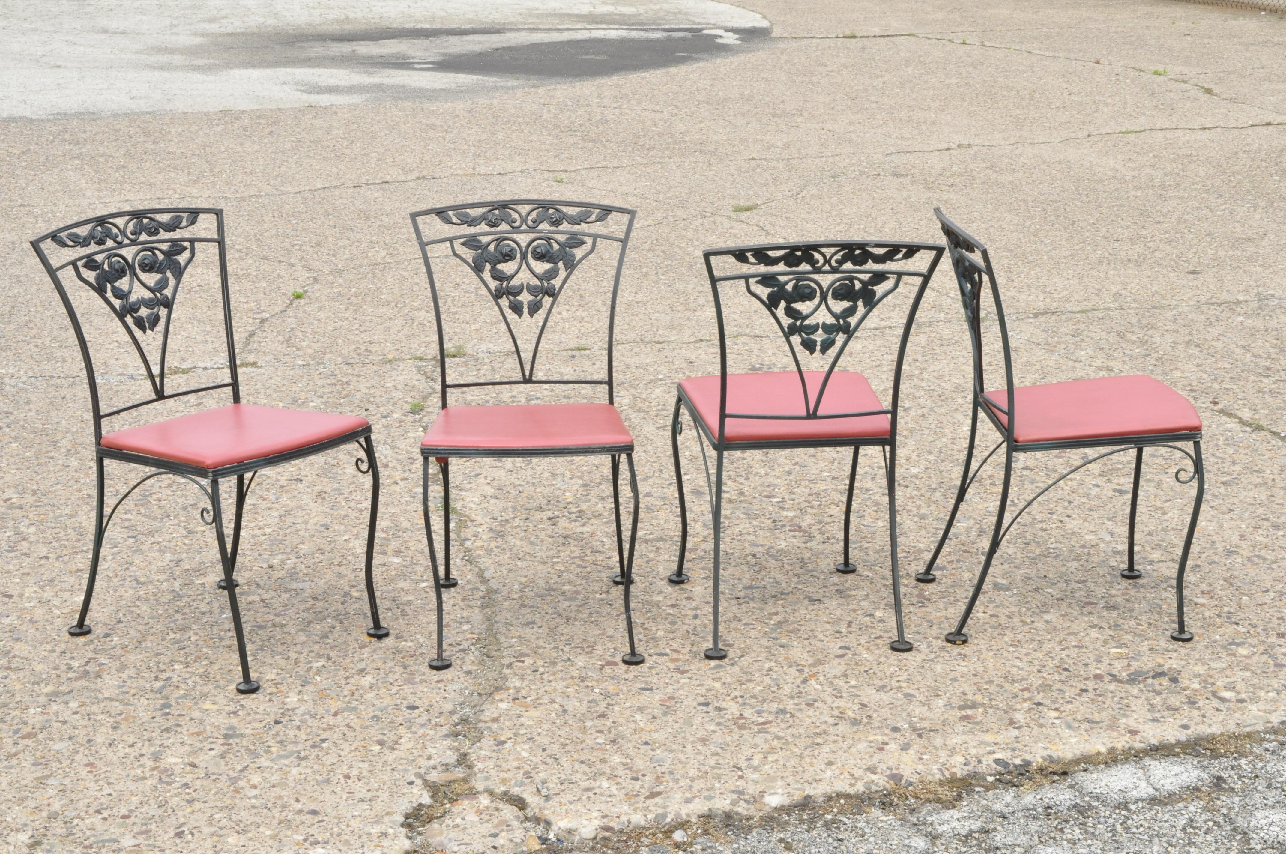 Ensemble de 4 chaises et table carrée de salle à manger de jardin Chantilly Rose Green de Woodard 2