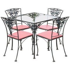 Ensemble de 4 chaises et table carrée de salle à manger de jardin Chantilly Rose Green de Woodard