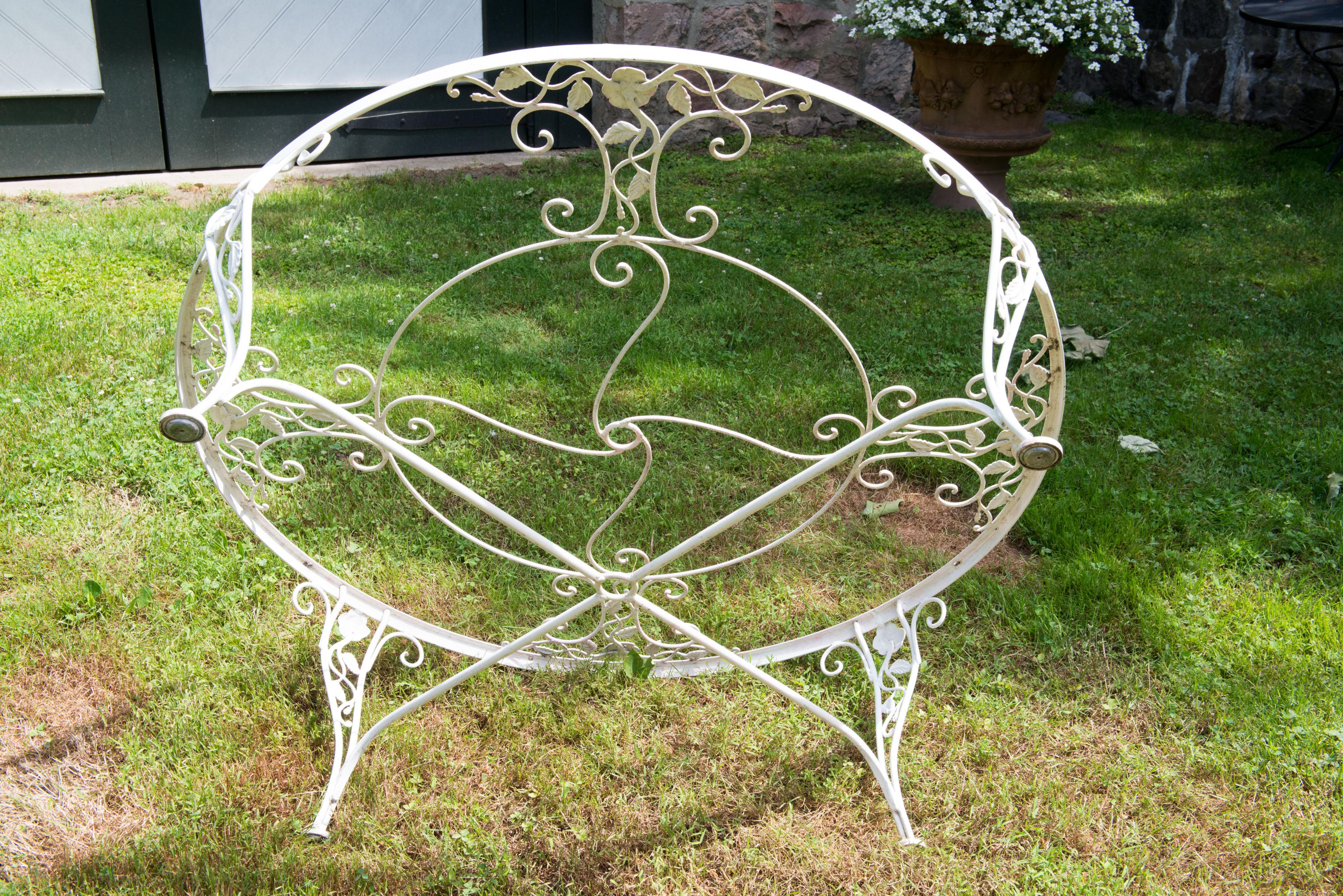 American Woodard Chantilly Rose Wrought Iron Coffee Table For Sale