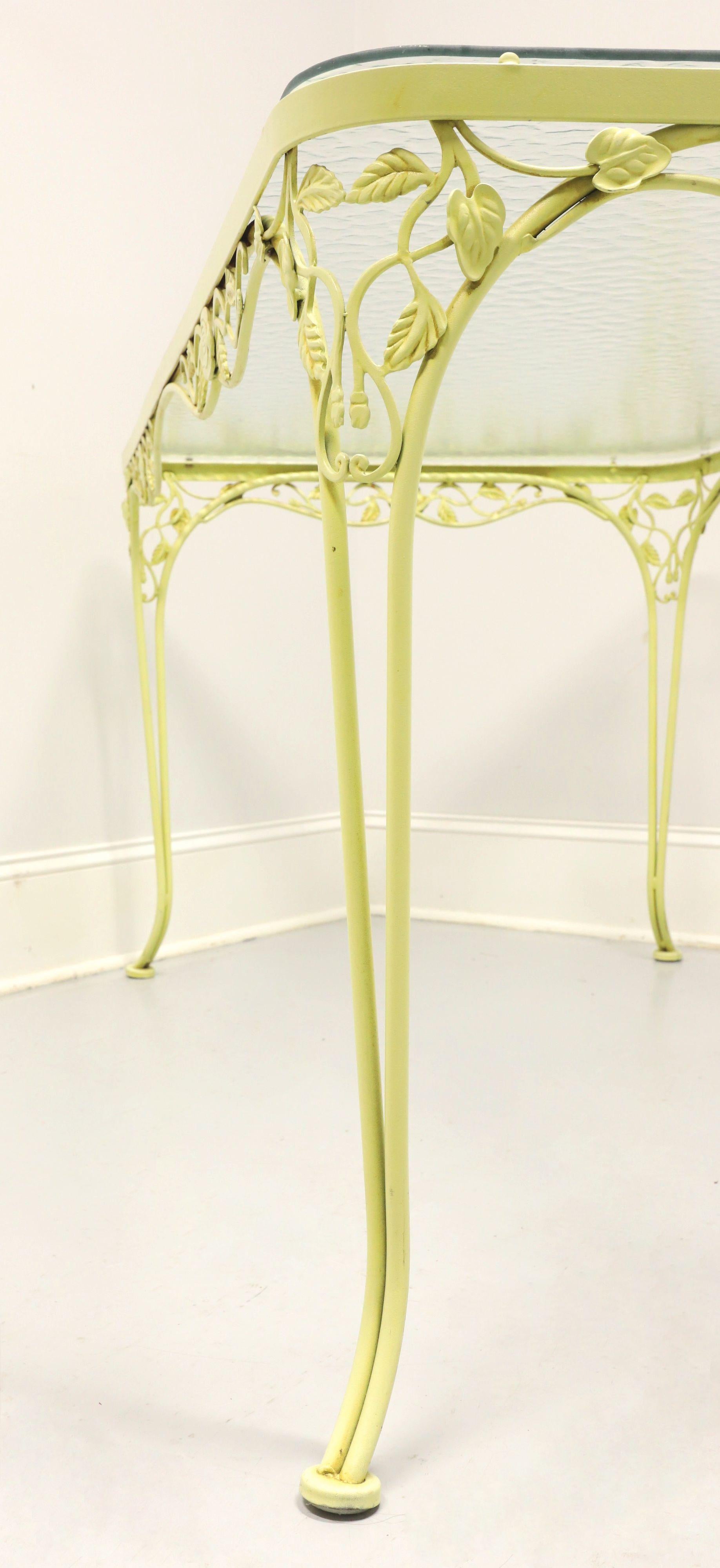 WOODARD Chantilly Rose Mid 20th Century Wrought Iron Dining Table with Glass Top In Good Condition In Charlotte, NC