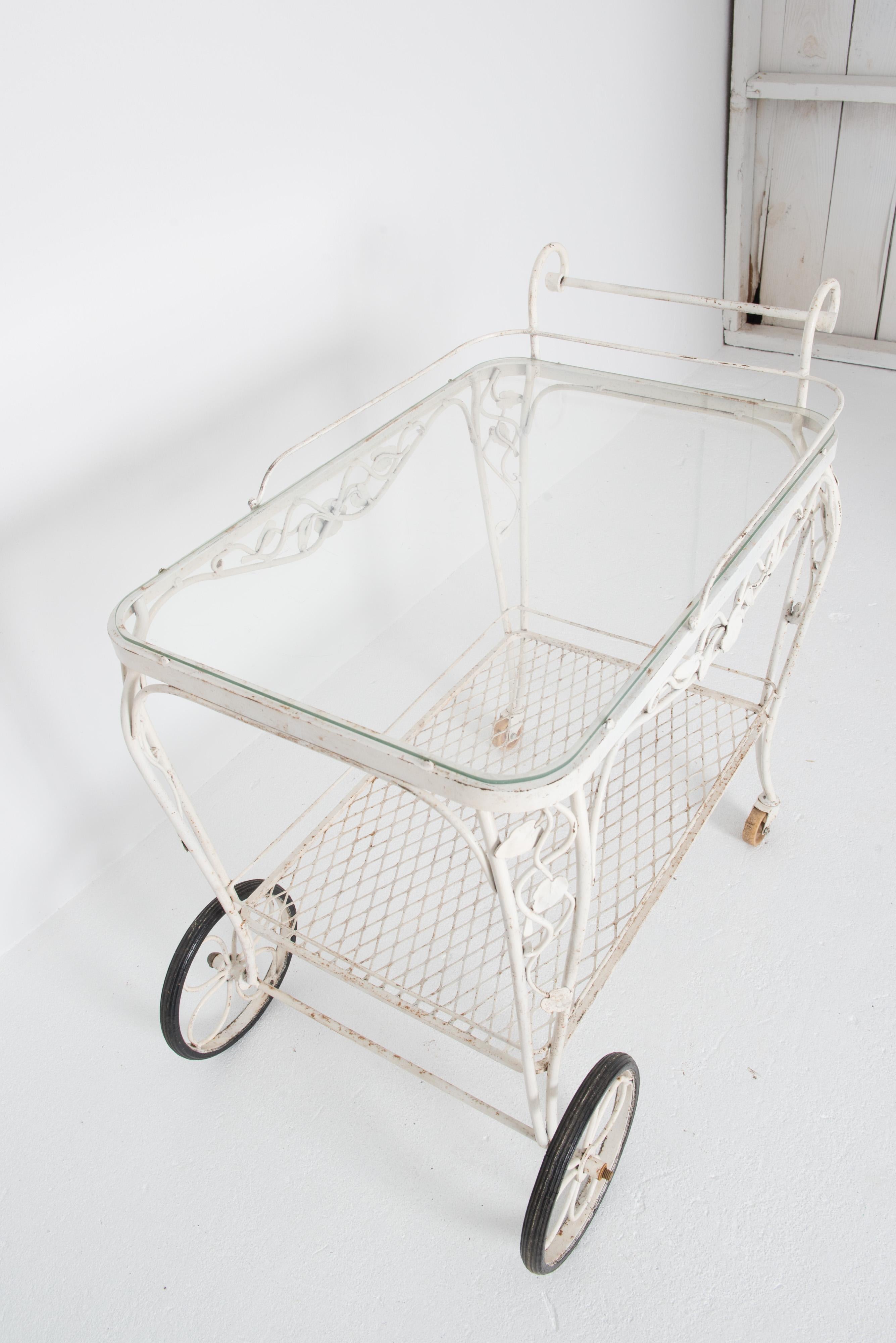 vintage wrought iron tea cart for sale