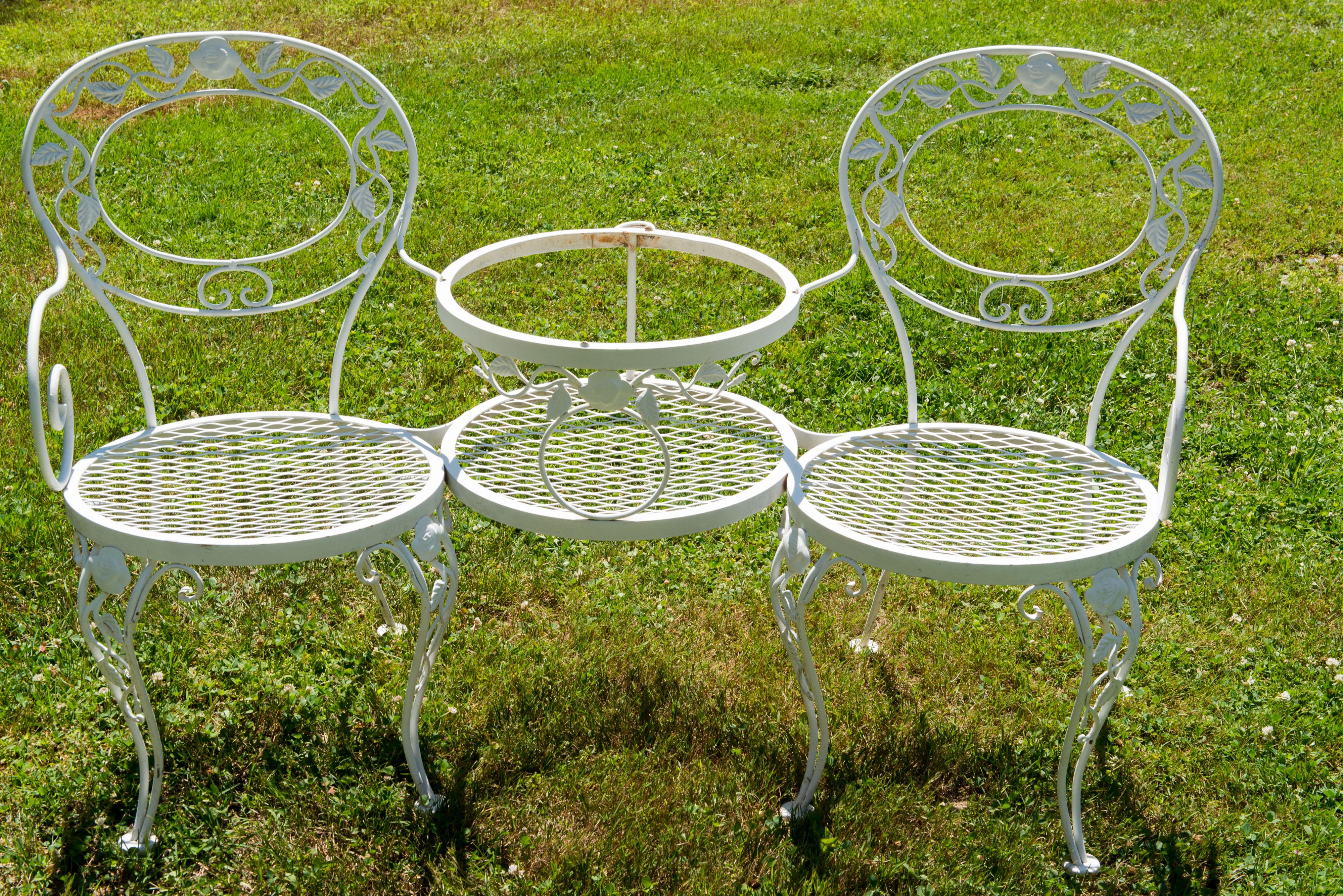 Woodard Chantilly Rose Hierro Forjado Tete a Tete, Pareja Sillones en venta 7