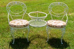 Paire de fauteuils en fer forgé Chantilly Rose Tete a Tete de Woodard