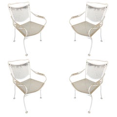 Woodard Company Mesh Outdoor/Patio Chair with Leaf Pattern Arms, Set of Four