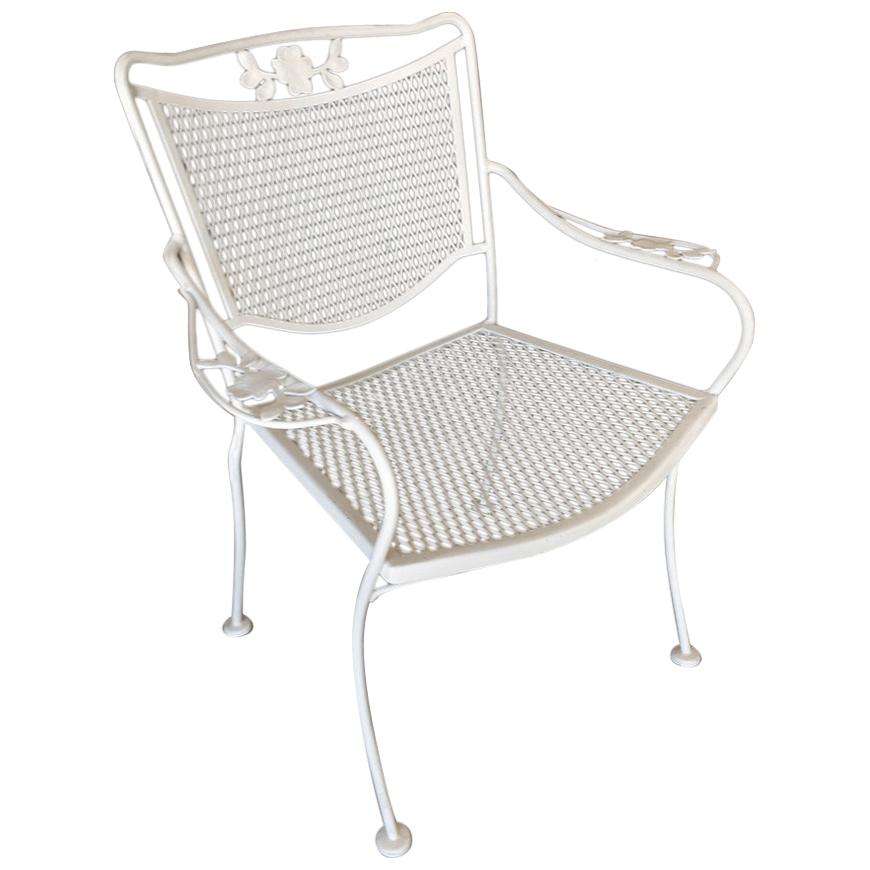 Woodard Company Mesh Outdoor/Patio Chair with Leaf Pattern Arms, Set of Four