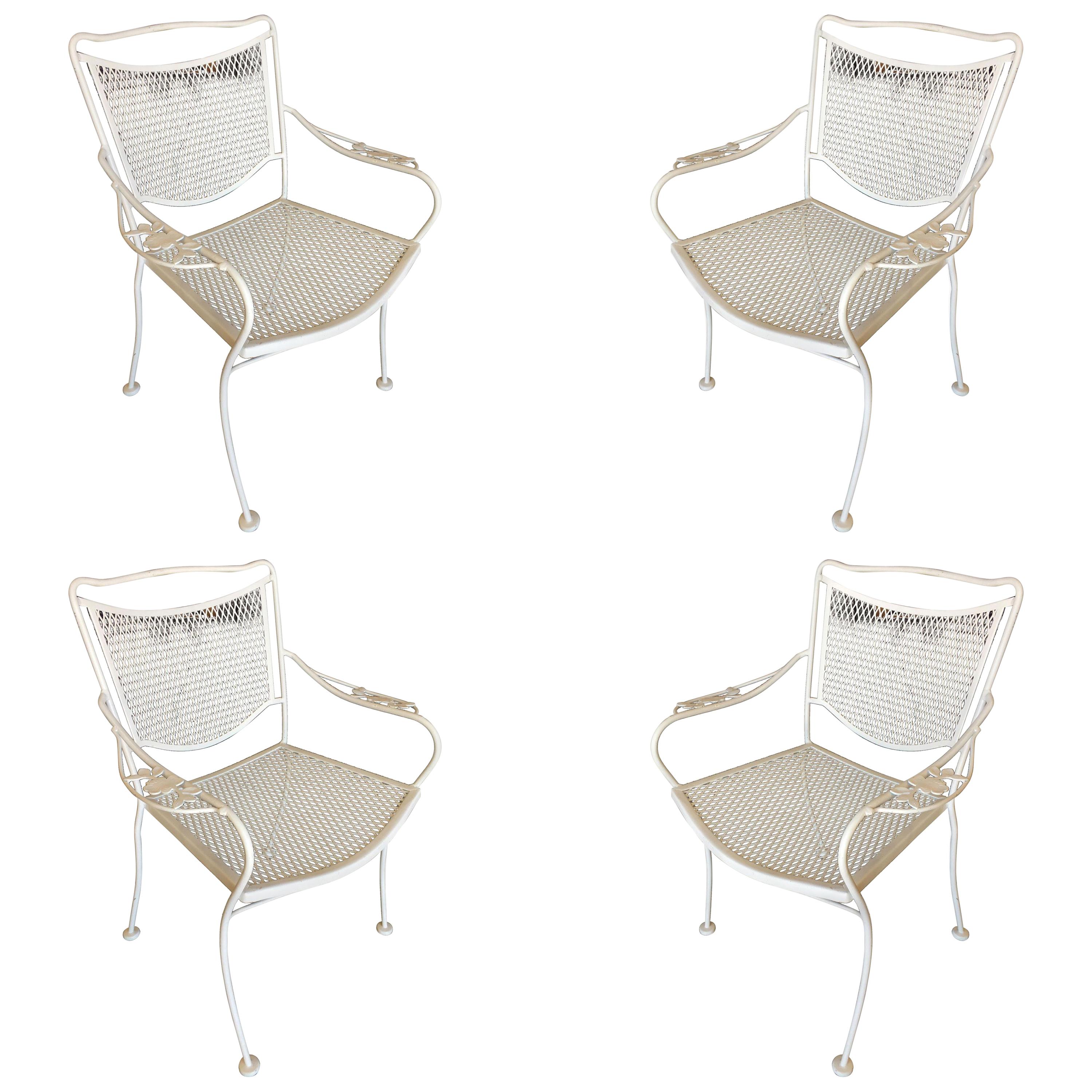 Woodard Company Mesh Outdoor/Patio Chair with Leaf Pattern Arms, Set of