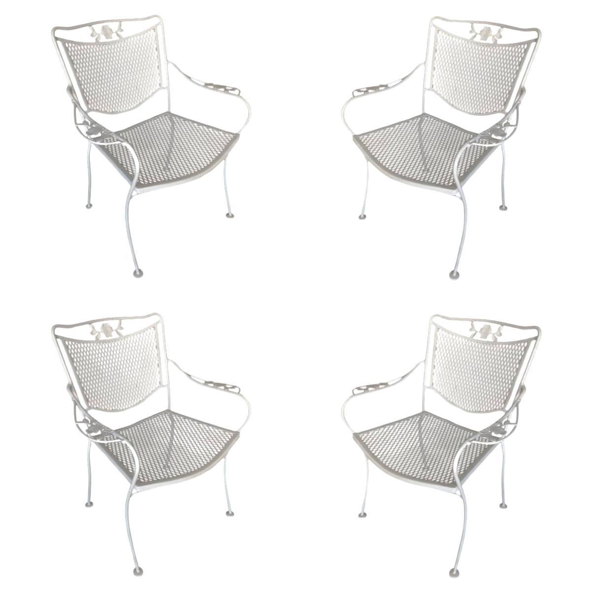 Woodard Company Mesh Outdoor Patio Lounge Chair with Leaf Pattern Arms