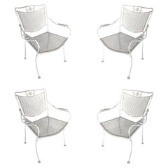 Retro Woodard Company Mesh Outdoor Patio Lounge Chair with Leaf Pattern Arms