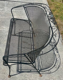 Woodard Grapevine Barrel Back Wrought Iron Bench Loveseat Grape Pattern