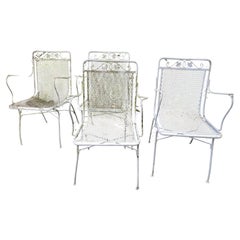 Retro Woodard Maple Leaf Wrought Iron Arm Chairs Set of 4