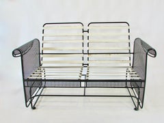 Woodard  matte black wrought iron porch glider