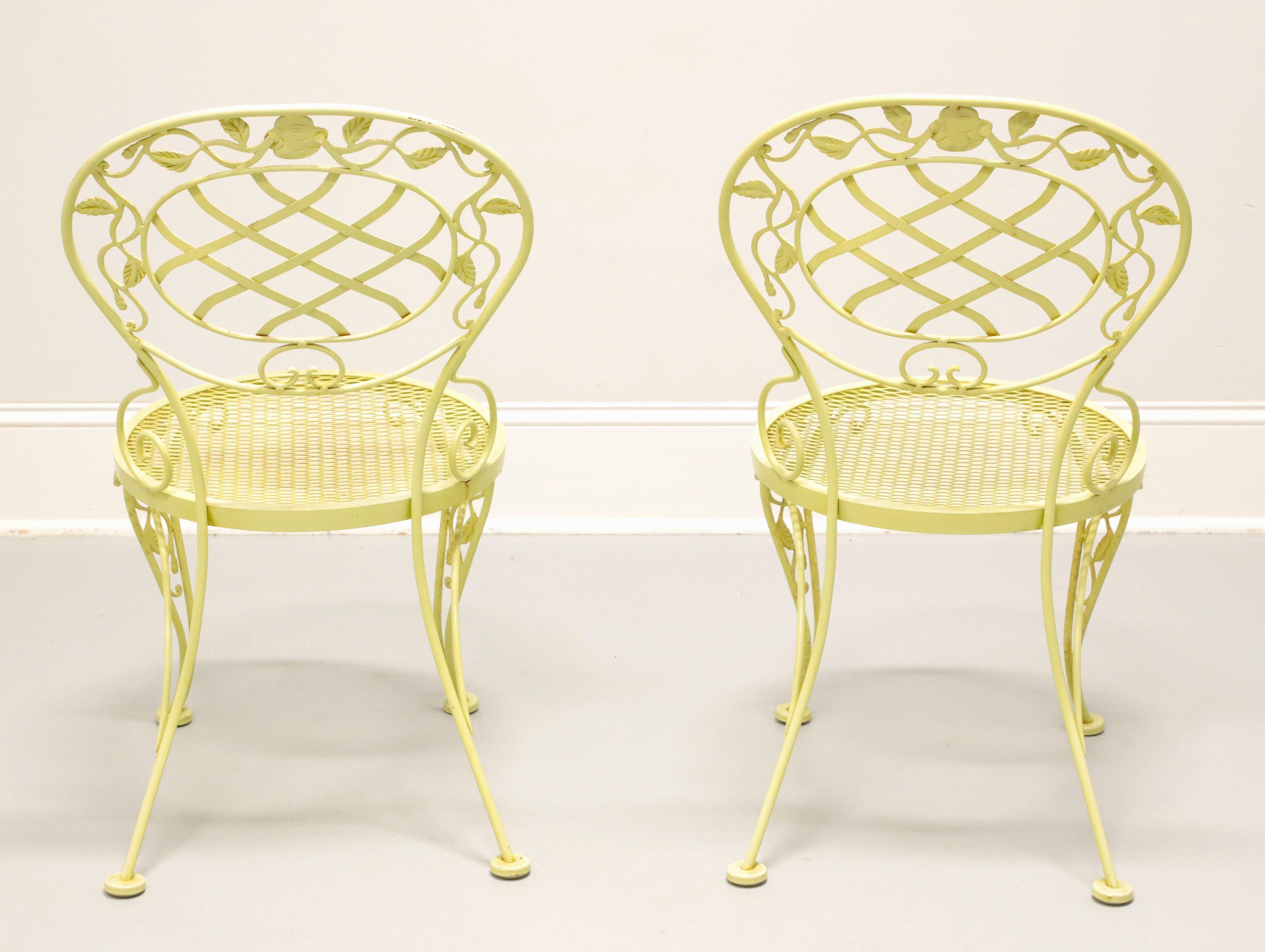 WOODARD Mid 20th Century Wrought Iron Foliate Patio Garden Side Chairs - Pair A In Good Condition In Charlotte, NC