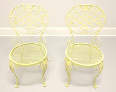 WOODARD Mid 20th Century Wrought Iron Foliate Patio Garden Side Chairs - Pair B
