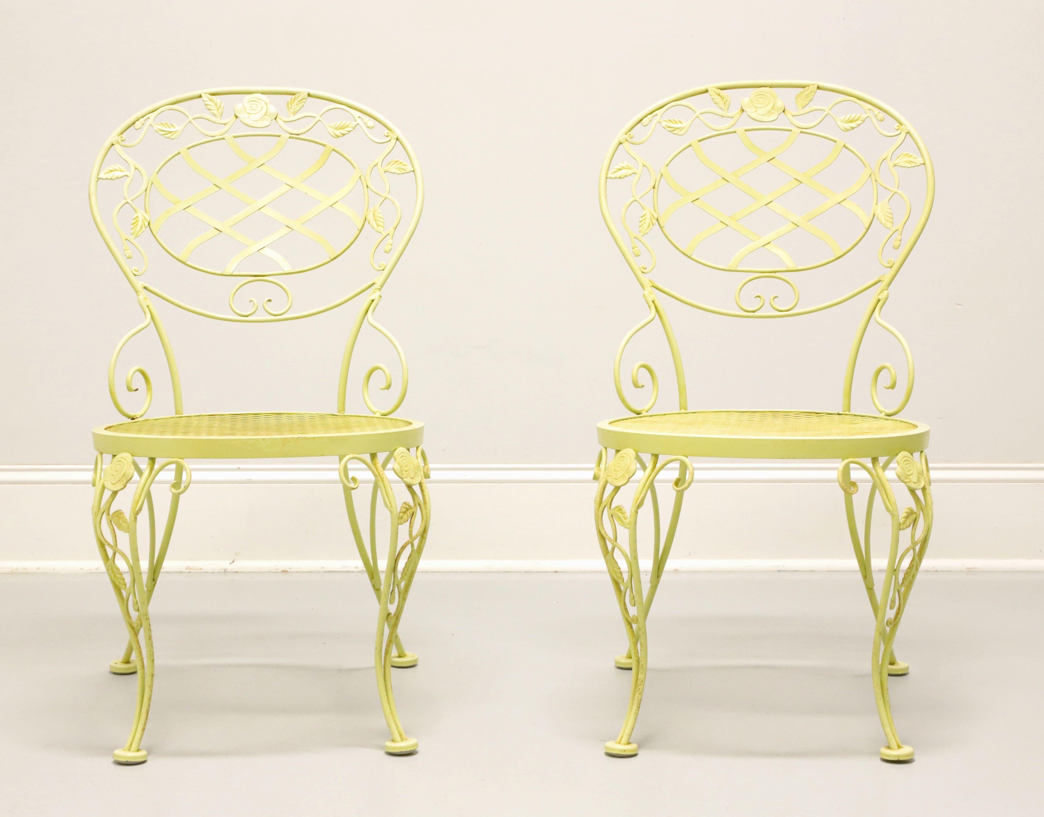 Regency WOODARD Mid 20th Century Wrought Iron Foliate Patio Garden Side Chairs - Pair B For Sale