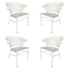 Woodard Midcentury Steel Outdoor/Patio Dining Table Set with Four Chairs