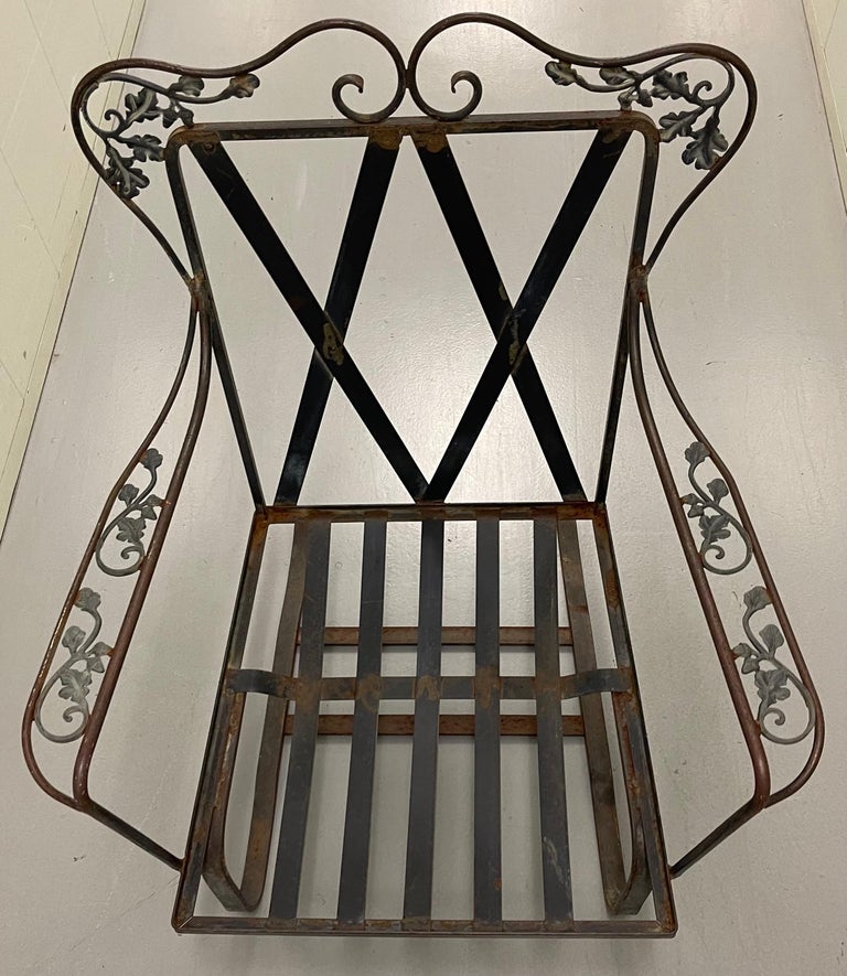 Woodard Orleans Wrought Iron Bounce Rocker Chair In Good Condition For Sale In Stamford, CT