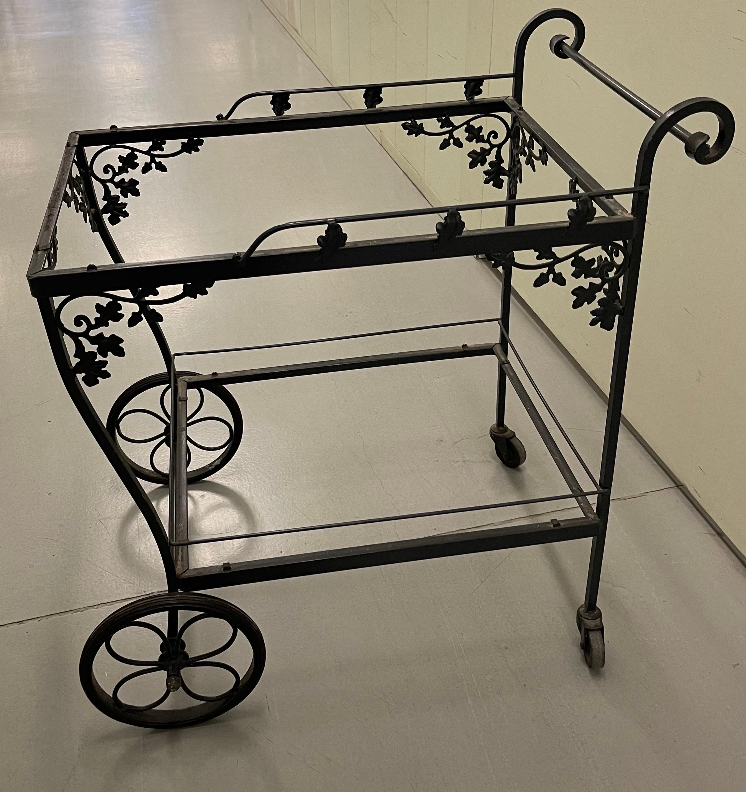 Hollywood Regency Woodard Orleans Wrought Iron Tea Cart or Bar Cart