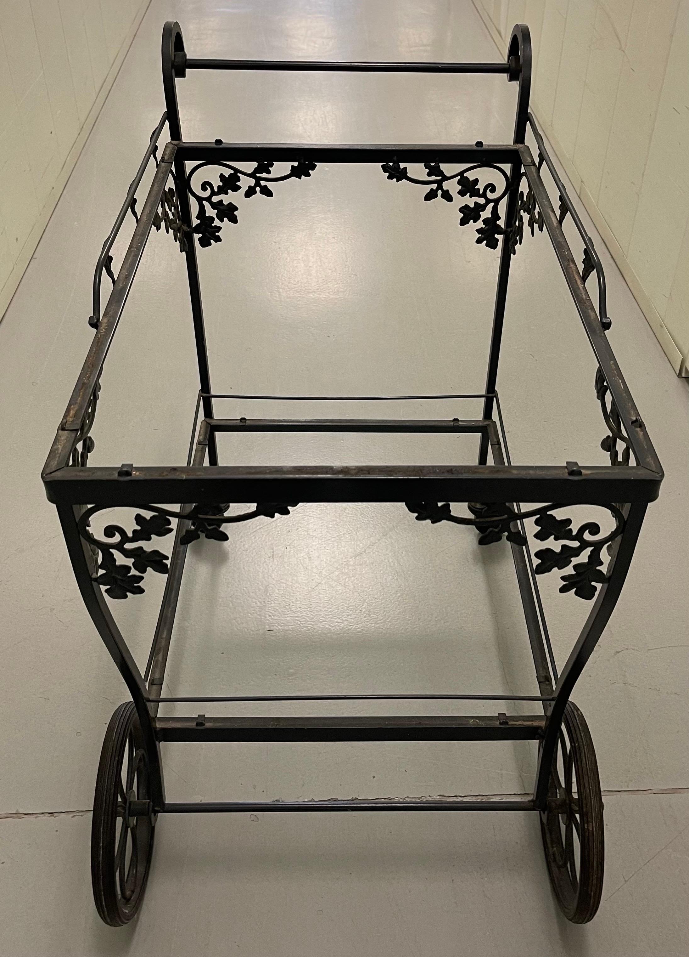 Woodard Orleans Wrought Iron Tea Cart or Bar Cart In Good Condition In Stamford, CT