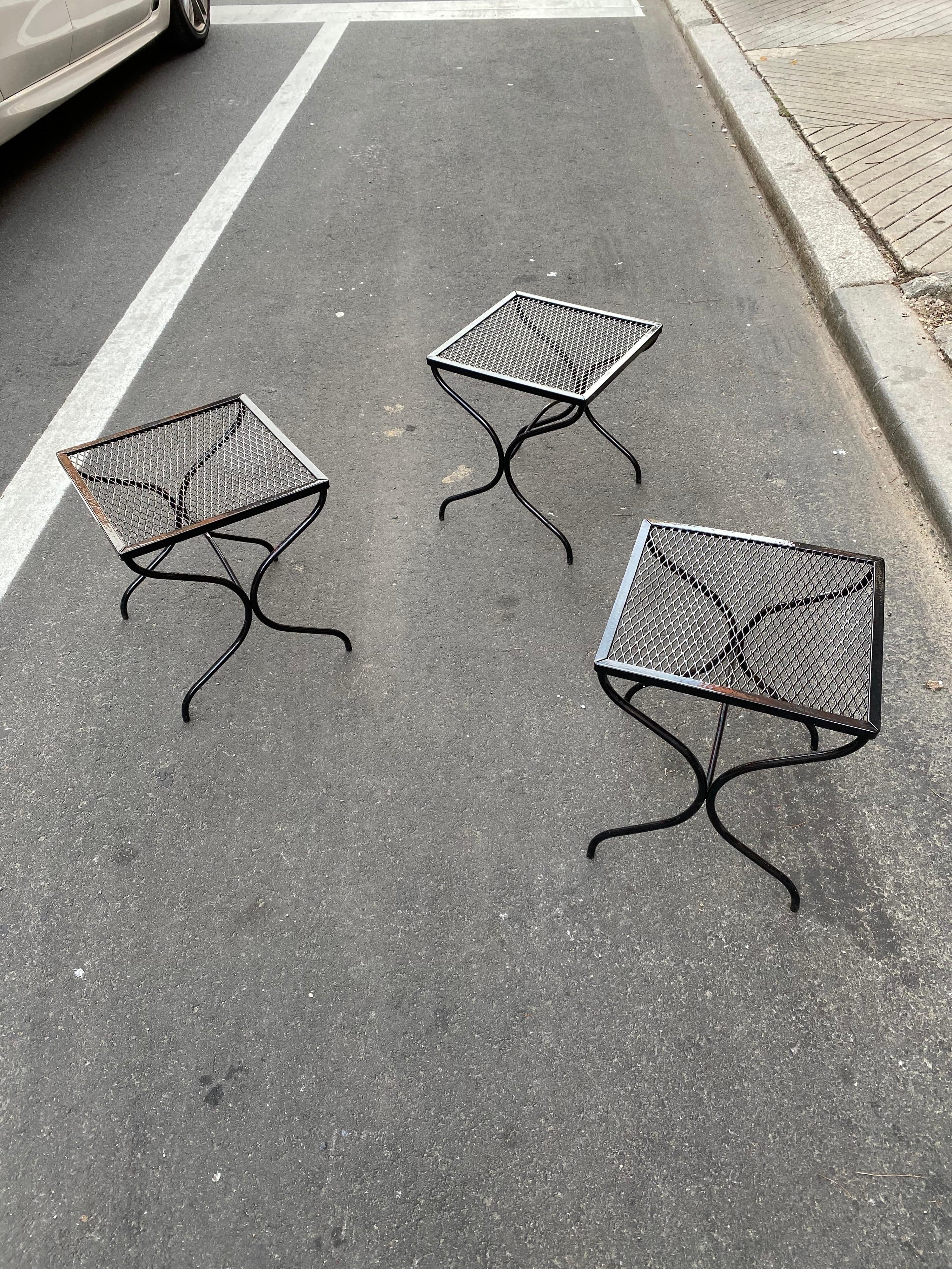 Woodard Patio Iron Tables/ Set of 3 Newly Powder-Coated In Good Condition In Philadelphia, PA