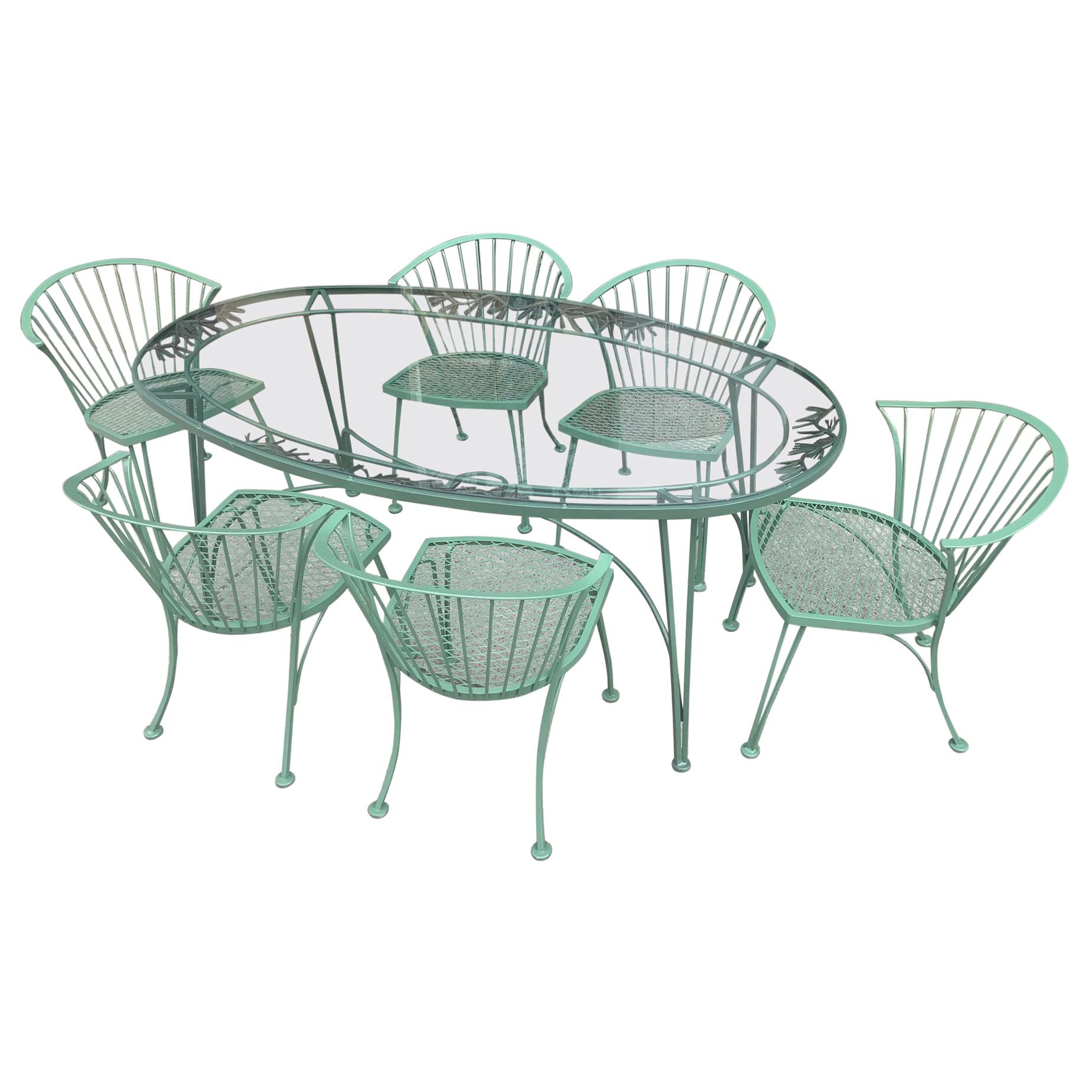 Woodard 'Pinecrest' Garden Set with Six Chairs and Oval Table