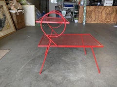 Woodard Red Lolipop Mesh Steel Outdoor Patio Side Table