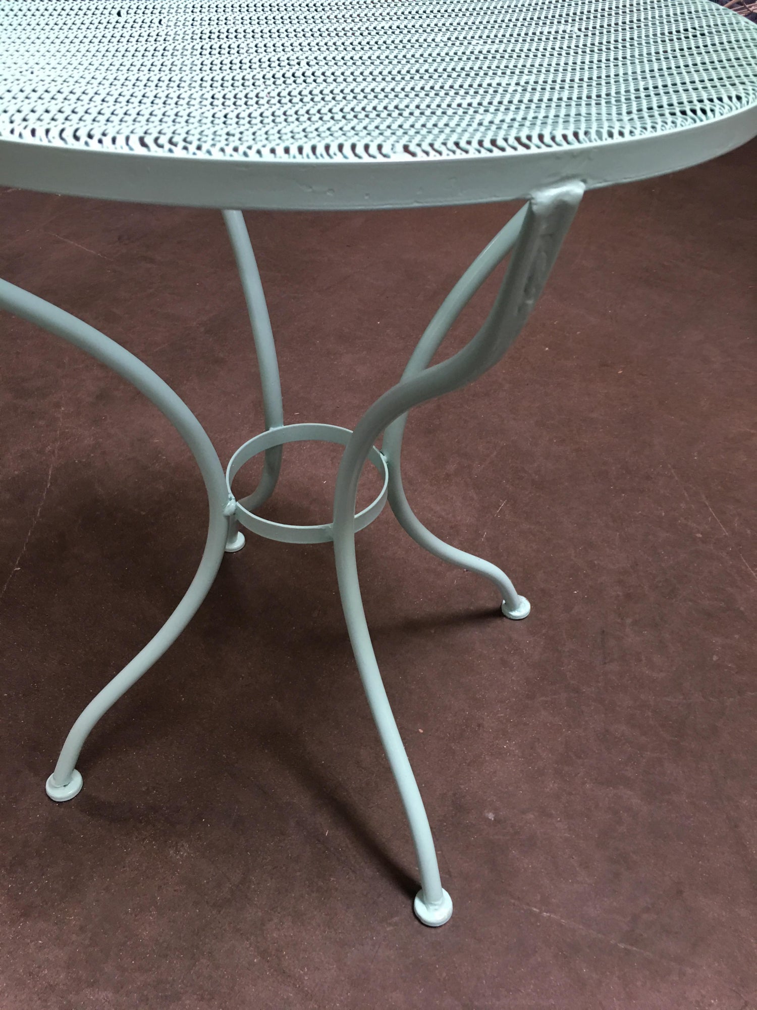outdoor side tables for patio on Woodard Round Mesh Steel Outdoor Patio Side Table Circa 1950 At 1stdibs