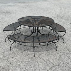 Woodard Round Patio Table with Three Benches