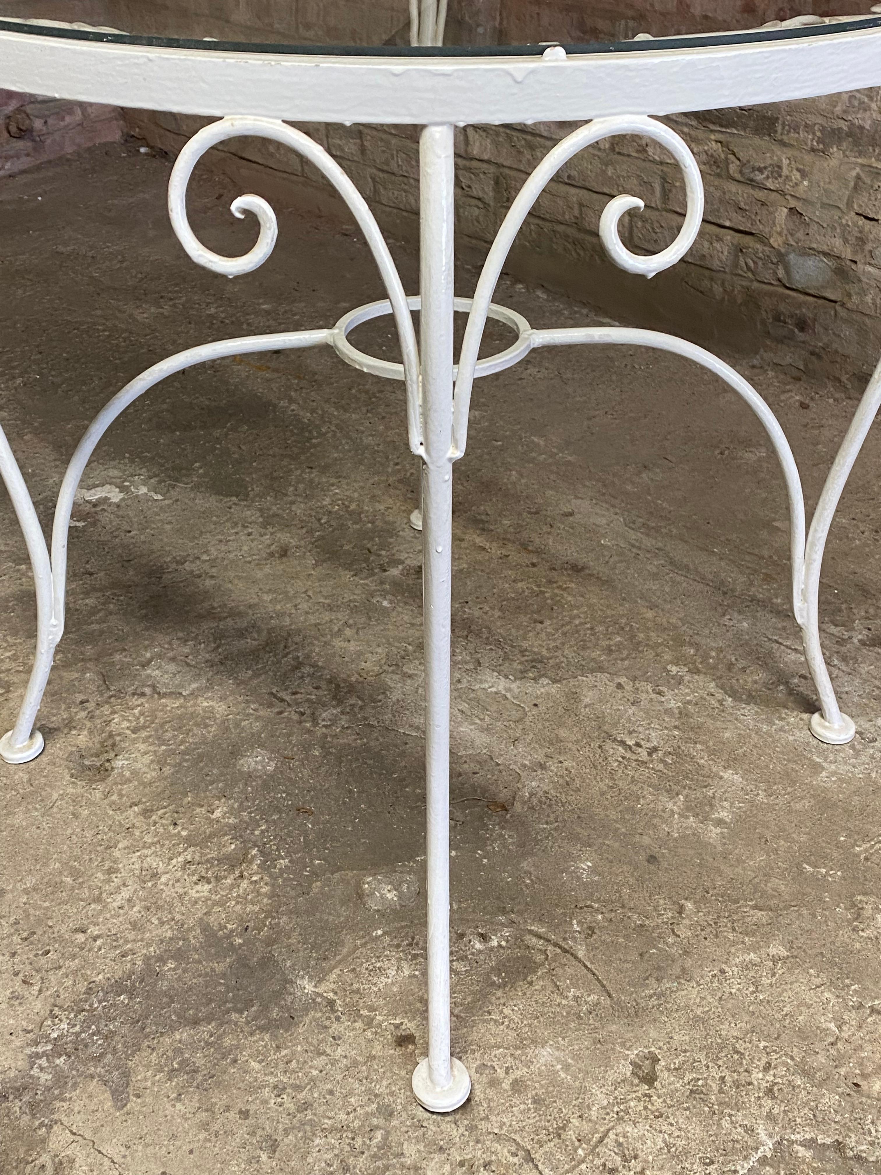 Glass Woodard Scroll and Floral Table and Chairs