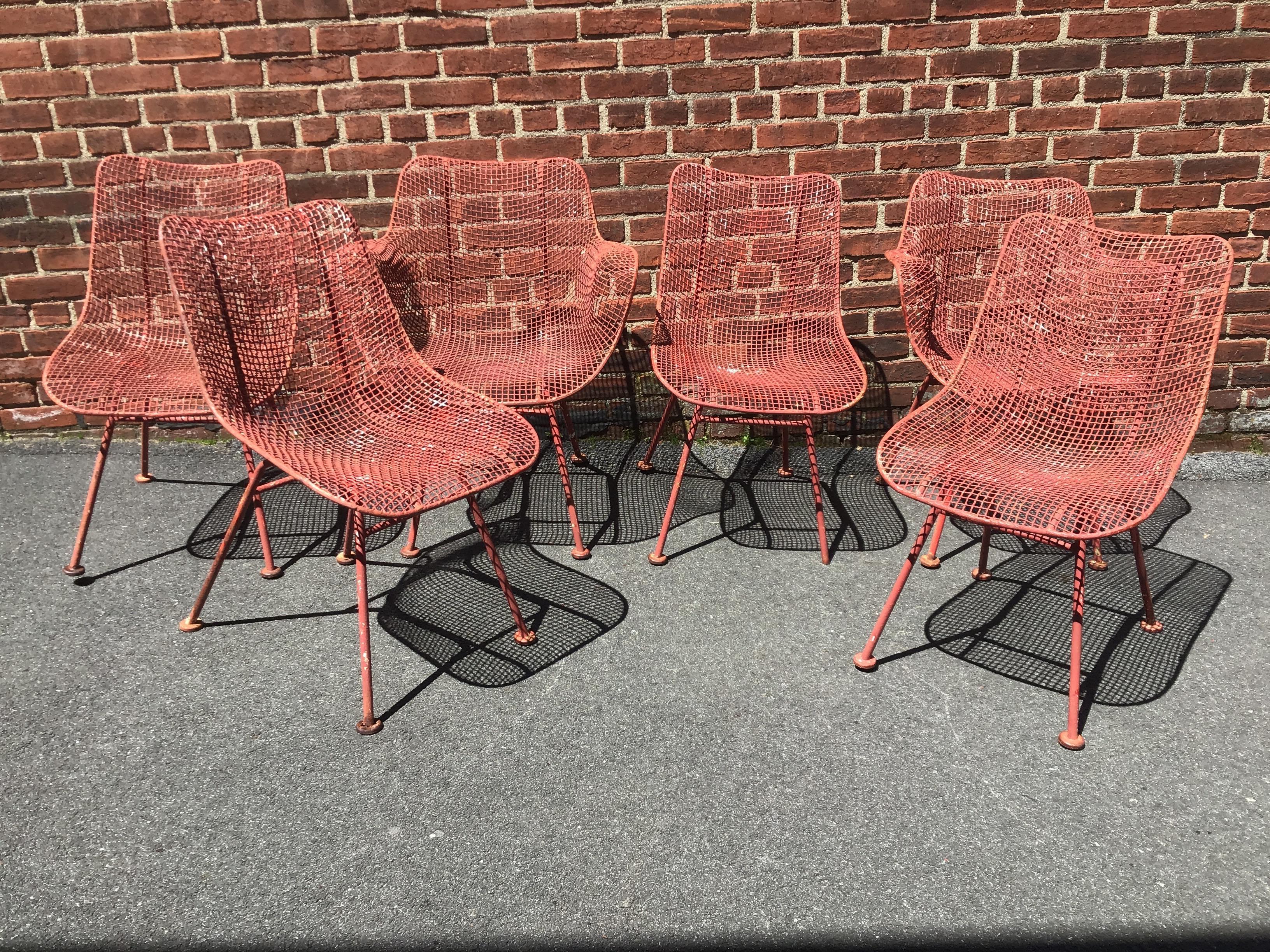Woodard Sculptura 7 Piece Patio Set In Fair Condition For Sale In Tarrytown, NY