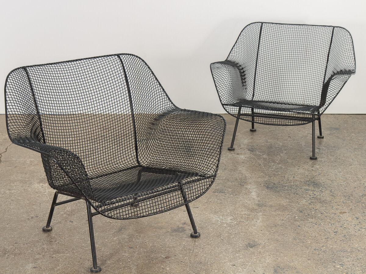 Iron Woodard Sculptura Garden Lounge Chairs For Sale