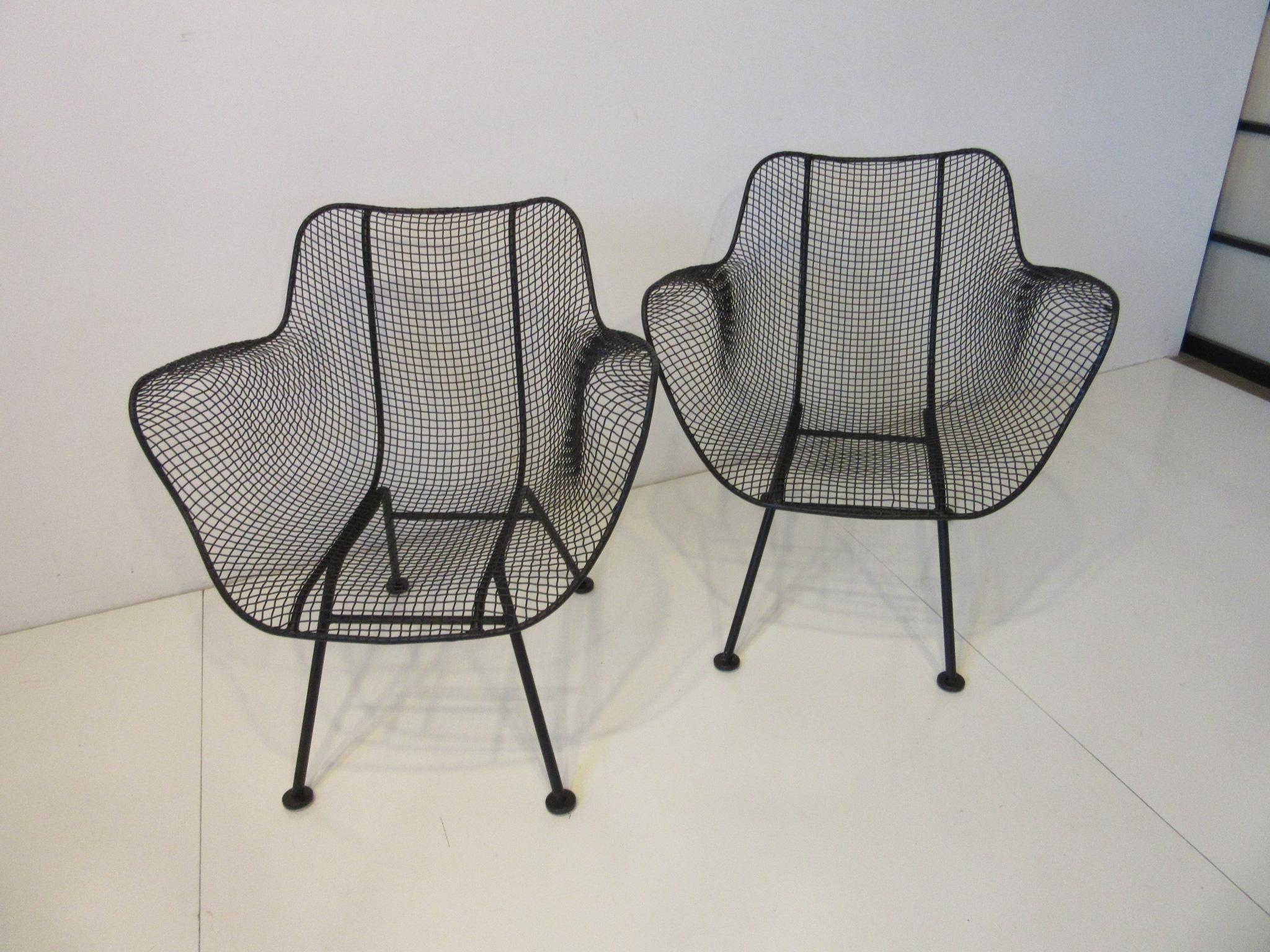 Woodard Sculptura Metal Mesh Lounge Arm Chairs 4
