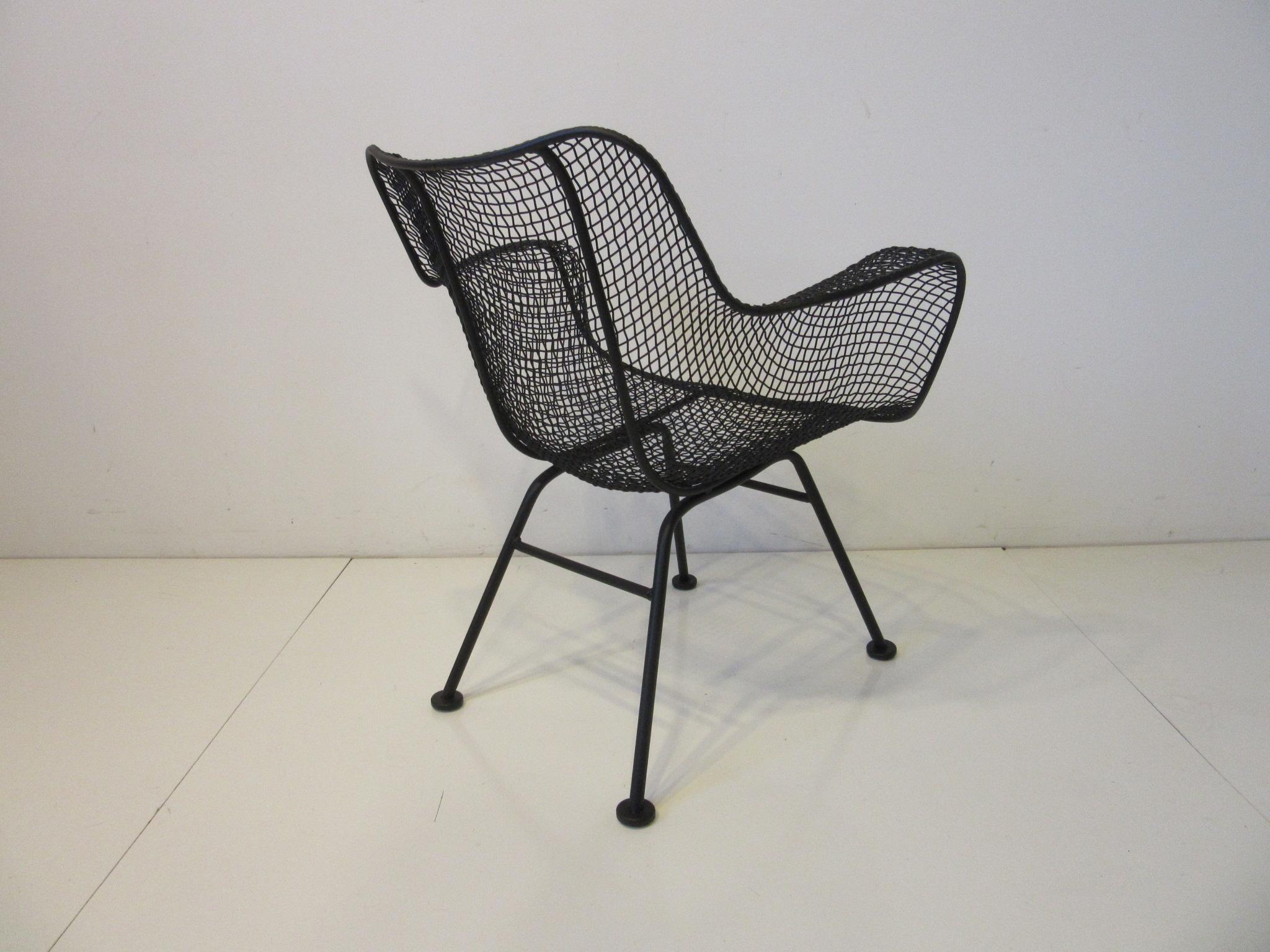 20th Century Woodard Sculptura Metal Mesh Lounge Arm Chairs