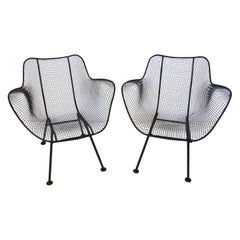 Woodard Sculptura Metal Mesh Lounge Arm Chairs