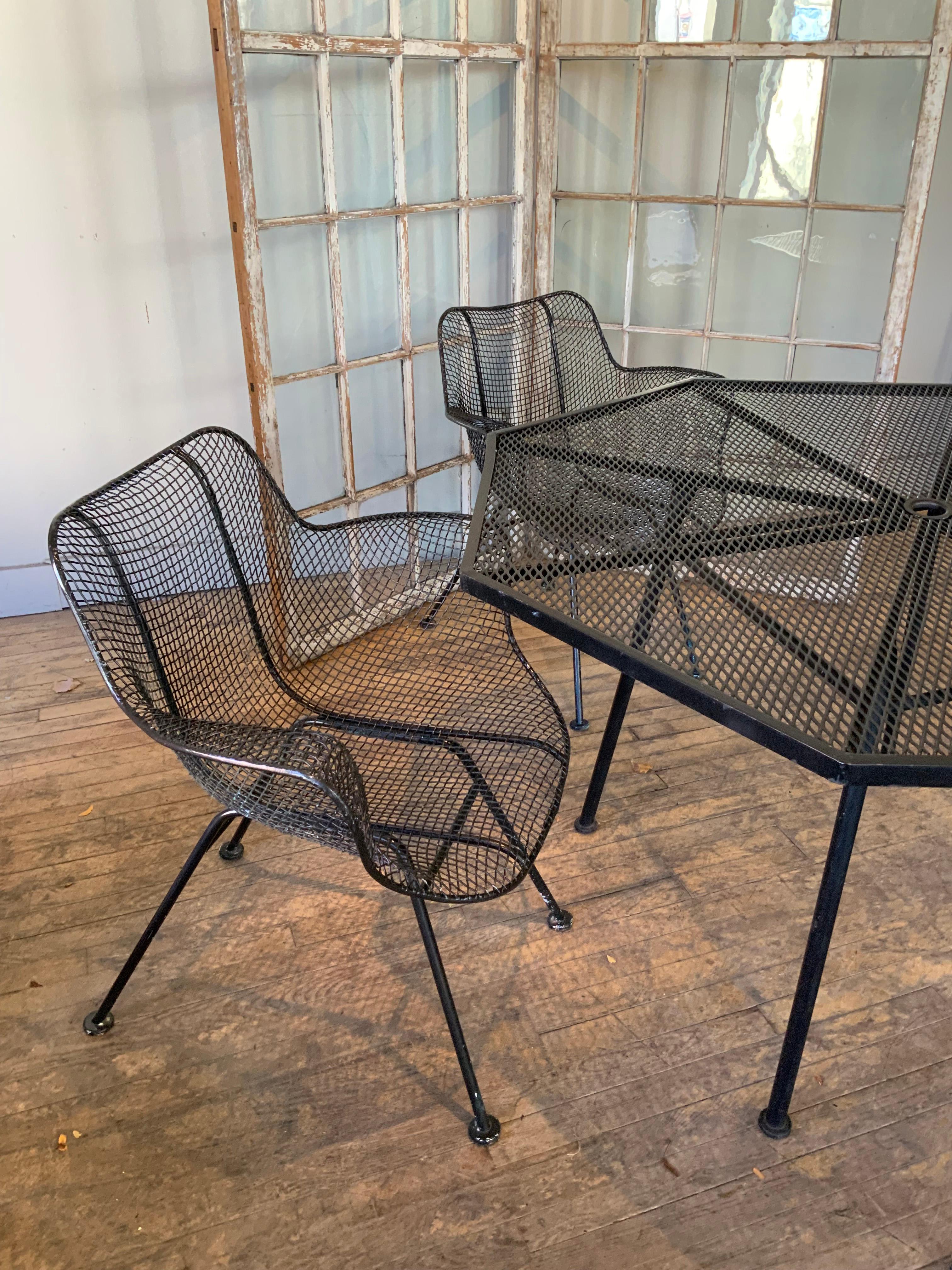 American Woodard Sculptura Octagon Dining Table and Four Dining Chairs