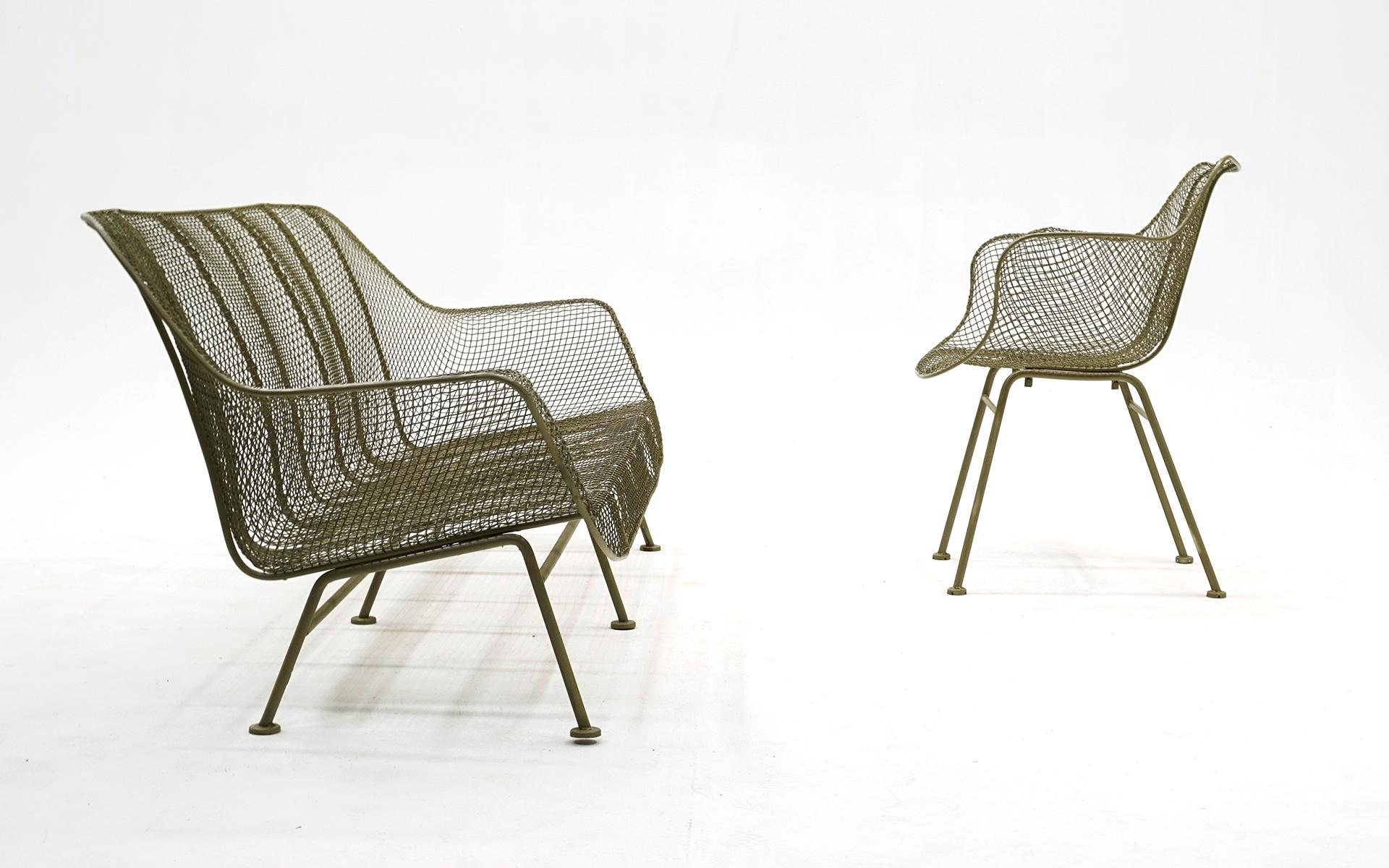Woodard Sculptura Sofa & Chair, Professionally Restored For Sale 2