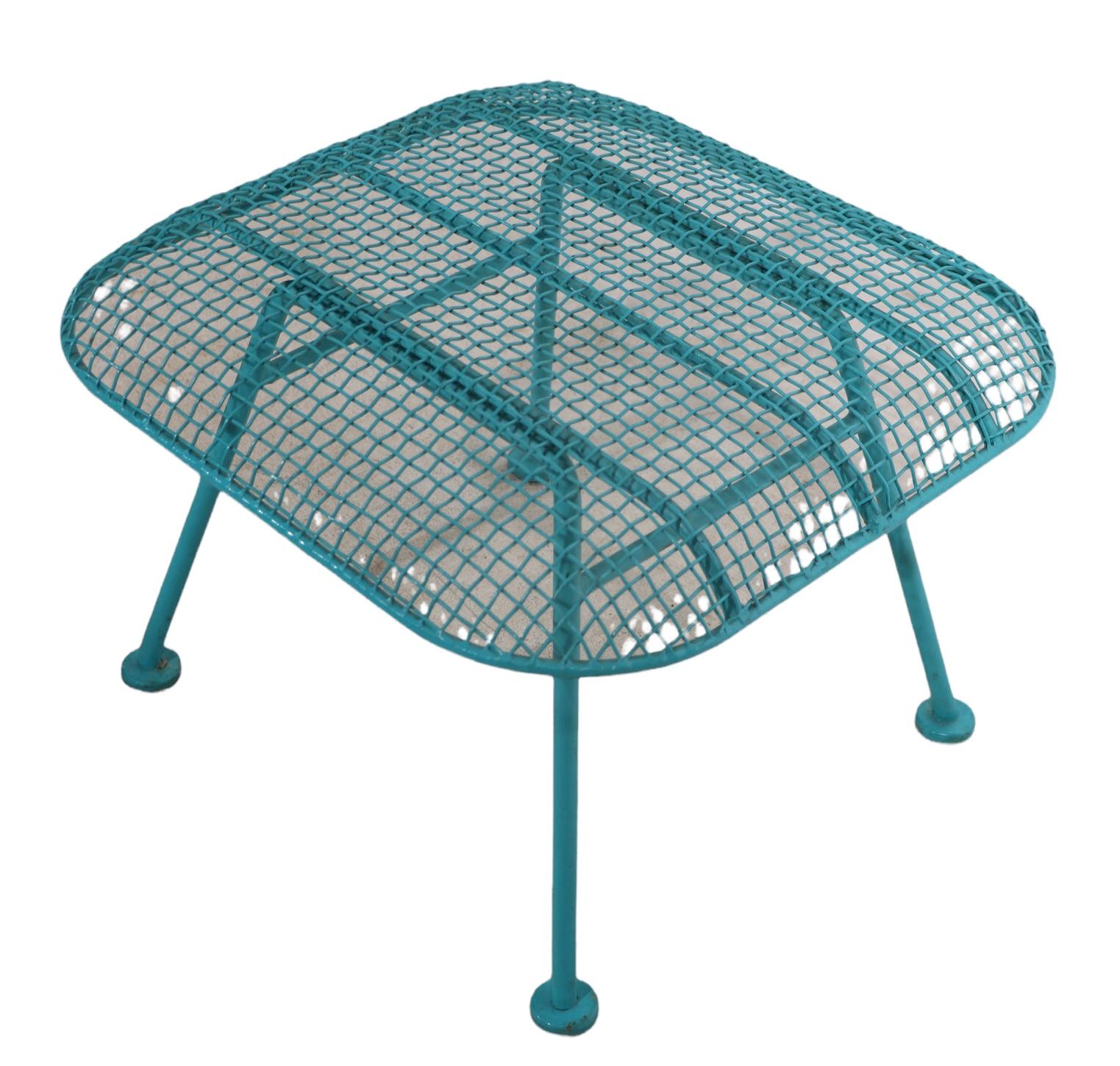 American Woodard Sculptura Stool, Ottoman, Footrest in Metal Mesh and Wrought Iron For Sale
