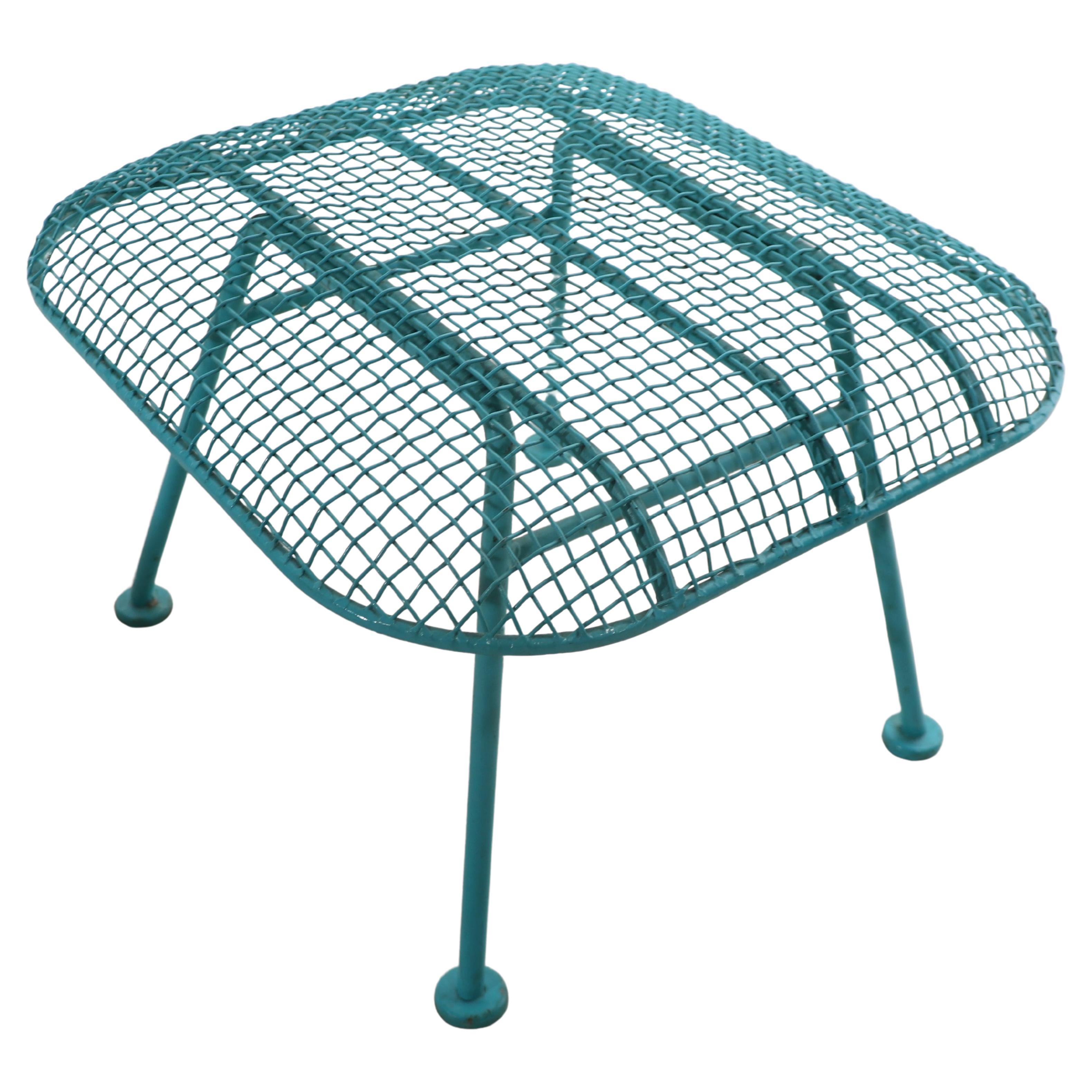 Woodard Sculptura Stool, Ottoman, Footrest in Metal Mesh and Wrought Iron For Sale