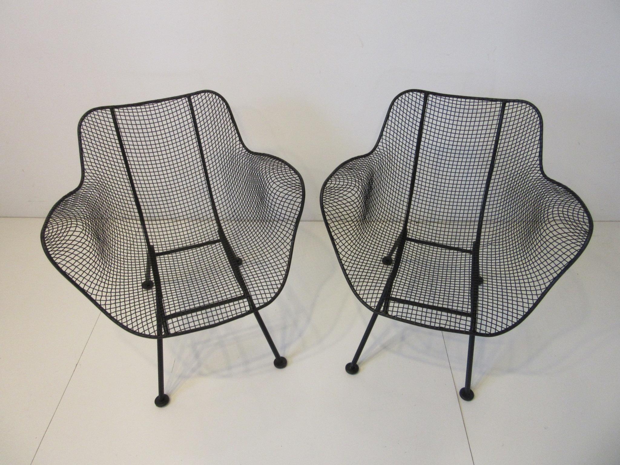 Metal Woodard Sculptura Wire Mesh Lounge Chairs