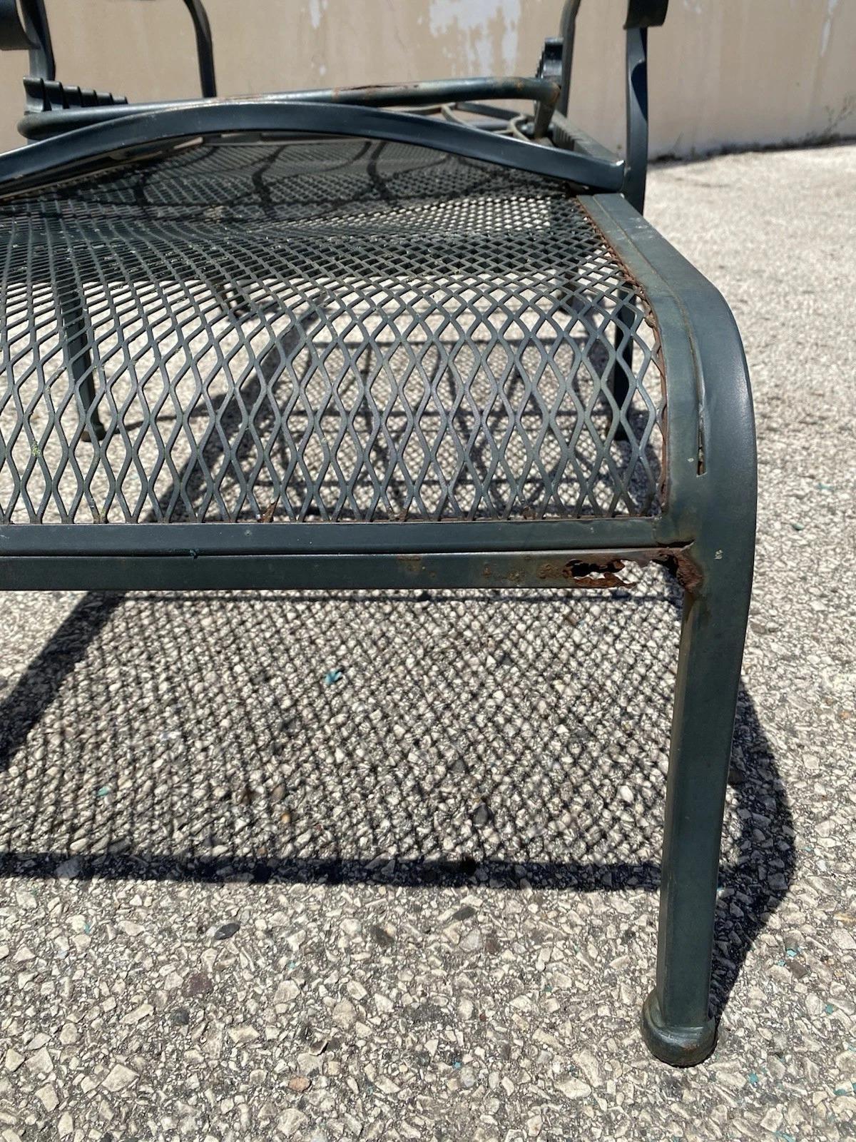 Woodard Style Wrought Iron Lattice Garden Patio Chaise Lounge Chair - a Pair For Sale 1